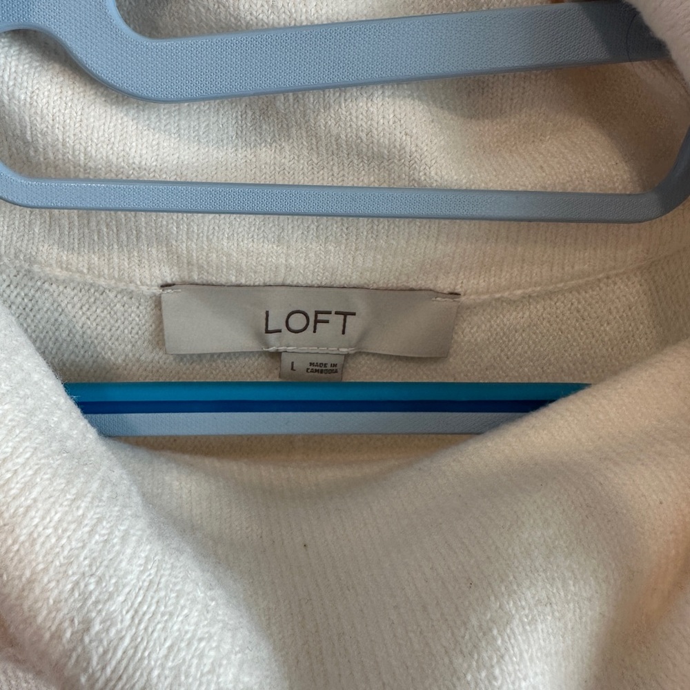 LOFT Cream Cowl Neck Sweater - Picture 5 of 8